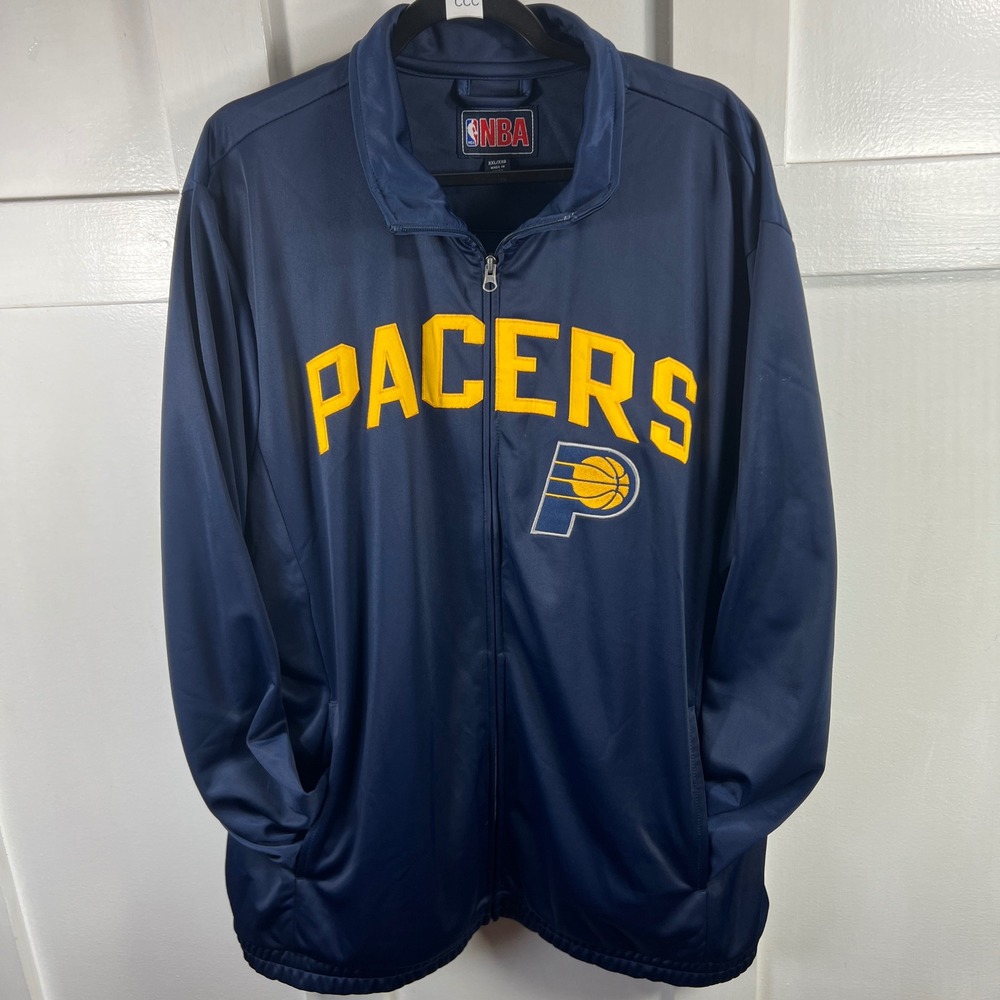 NBA Indiana Pacers Track Jacket Mens XXL Navy Blue Full Zip Warmup Basketball